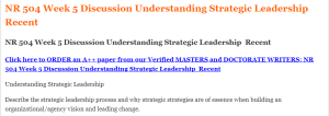 NR 504 Week 5 Discussion Understanding Strategic Leadership  Recent