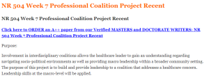 NR 504 Week 7 Professional Coalition Project Recent