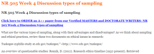 NR 505 Week 4 Discussion types of sampling