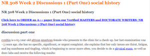 NR 508 Week 2 Discussions 1 (Part One) social history