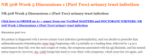 NR 508 Week 5 Discussions 1 (Part Two) urinary tract infection