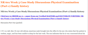 NR 601 Week 5 Case Study Discussions Physical Examination​ (Part-1) family history