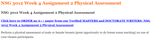 NSG 3012 Week 4 Assignment 2 Physical Assessment