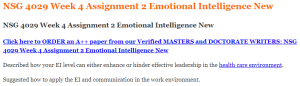 NSG 4029 Week 4 Assignment 2 Emotional Intelligence New