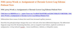 NSG 5003 Week 11 Assignment 2 Chronic Lower Leg Edema Patient New