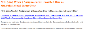 NSG 5003 Week 3 Assignment 2 Herniated Disc vs Musculoskeletal Injury New