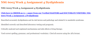 NSG 6005 Week 4 Assignment 4 Dyslipidemia