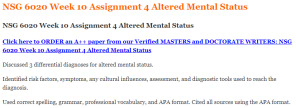 NSG 6020 Week 10 Assignment 4 Altered Mental Status