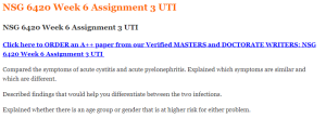 NSG 6420 Week 6 Assignment 3 UTI