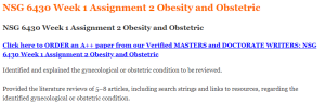 NSG 6430 Week 1 Assignment 2 Obesity and Obstetric