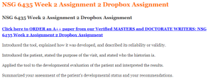 NSG 6435 Week 2 Assignment 2 Dropbox Assignment