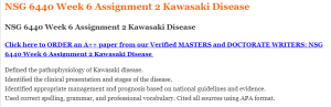 NSG 6440 Week 6 Assignment 2 Kawasaki Disease