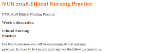 NUR 2058 Ethical Nursing Practice