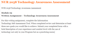 NUR 2058 Technology Awareness Assessment