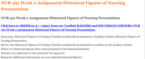 NUR 391 Week 2 Assignment Historical Figures of Nursing Presentation