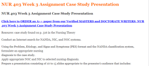 NUR 403 Week 3 Assignment Case Study Presentation