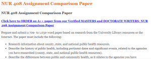 NUR 408 Assignment Comparison Paper