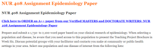 NUR 408 Assignment Epidemiology Paper