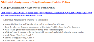 NUR 408 Assignment Neighborhood Public Policy