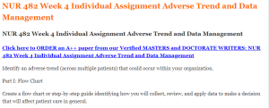 NUR 482 Week 4 Individual Assignment Adverse Trend and Data Management