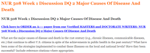 NUR 508 Week 1 Discussion DQ 2 Major Causes Of Disease And Death