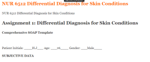 NUR 6512 Differential Diagnosis for Skin Conditions
