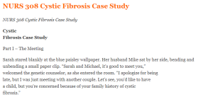NURS 308 Cystic Fibrosis Case Study