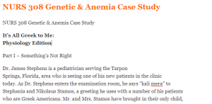 NURS 308 Genetic & Anemia Case Study