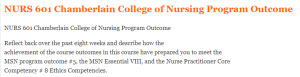 NURS 601 Chamberlain College of Nursing Program Outcome