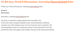 NURS 6512 Week 8 Discussion Assessing Muscoskeletal Pain