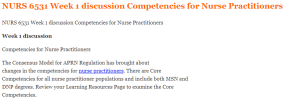 NURS 6531 Week 1 discussion Competencies for Nurse Practitioners
