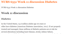 NURS 6531 Week 11 discussion Diabetes
