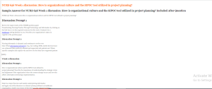 NURS 656 Week 1 discussion How is organizational culture and the SIPOC tool utilized in project planning