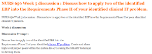 NURS 656 Week 5 discussion Discuss how to apply two of the identified EBP into the Requirements Phase II of your identified clinical IT problem