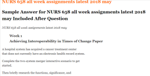 NURS 658 all week assignments latest 2018 may