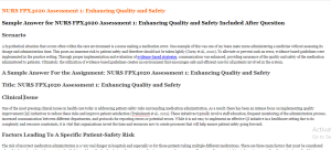 NURS FPX4020 Assessment 1 Enhancing Quality and Safety