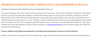 PHARMACOTHERAPY FOR CARDIOVASCULAR DISORDERS NURS 6512