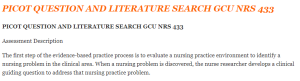 PICOT QUESTION AND LITERATURE SEARCH GCU NRS 433