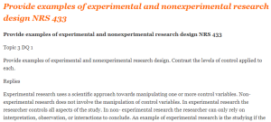 Provide examples of experimental and nonexperimental research design NRS 433