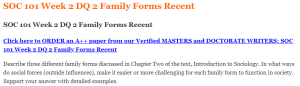 SOC 101 Week 2 DQ 2 Family Forms Recent