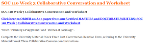 SOC 110 Week 3 Collaborative Conversation and Worksheet