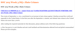 SOC 203 Week 3 DQ 1 Hate Crimes