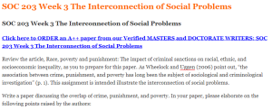 SOC 203 Week 3 The Interconnection of Social Problems