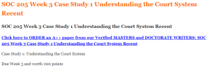 SOC 205 Week 3 Case Study 1 Understanding the Court System Recent