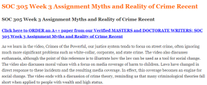 SOC 305 Week 3 Assignment Myths and Reality of Crime Recent