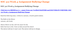 SOC 312 Week 4 Assignment Bullying Change