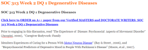 SOC 313 Week 2 DQ 1 Degenerative Diseases