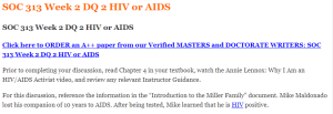 SOC 313 Week 2 DQ 2 HIV or AIDS