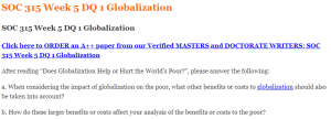 SOC 315 Week 5 DQ 1 Globalization