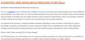 STARTING THE RESEARCH PROCESS NURS 8201